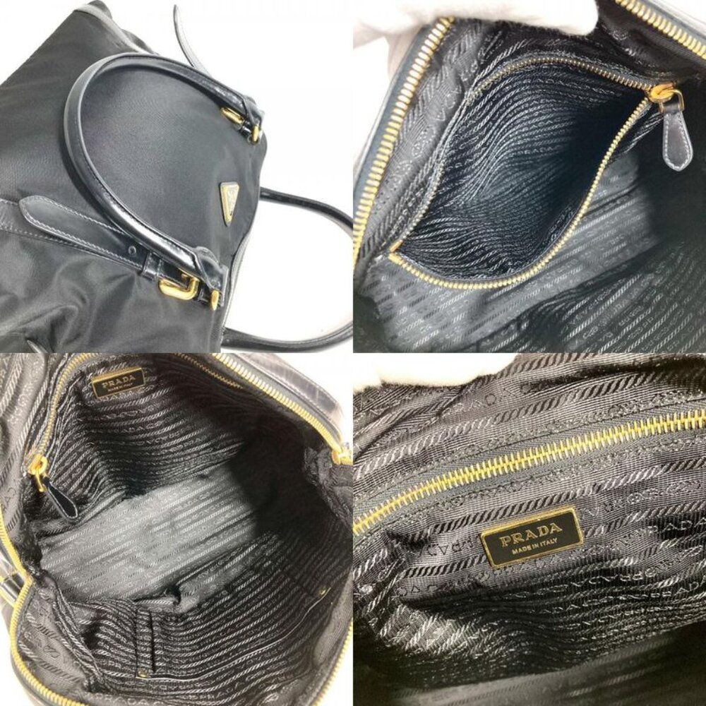 Prada Shoulder Bag Triangle Logo Plate 1 Bb01 Leather Nylon Black - Picture 9 of 9